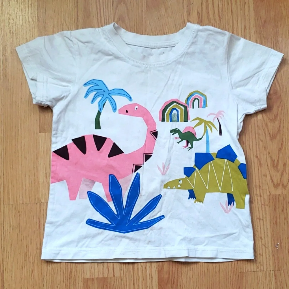 5 European Short sleeves 100% cotton Boy's Dinosaurs Tops Size 3/4